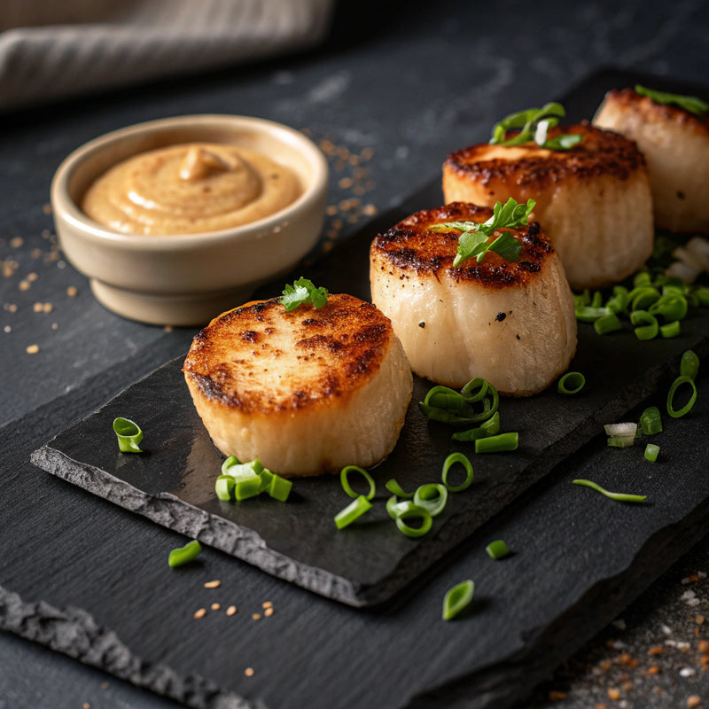 Pan-Seared Scallops with a Moi Moi Sauce Mayo
