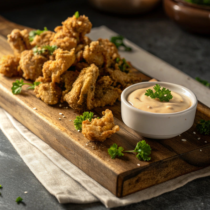Crispy Fried Oyster Mushrooms with Moi Moi Sauce Dip