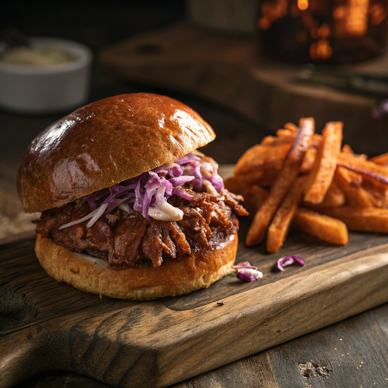 Pulled Pork Sandwich with Moi Moi Sauce Glaze